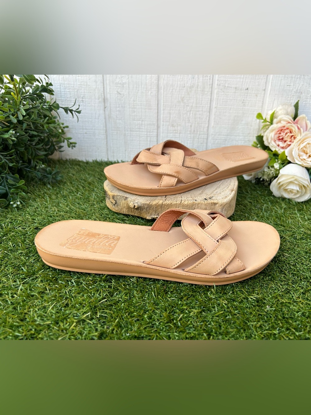 ANTELOPE Alta Woven
Leather Slide Sandal Women's Tan Slide Braided Strap Sz 40 - Picture 11 of 16